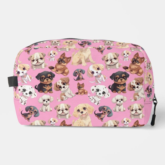 Trousse De Toilette Joli Chien Chien Rosé (Recto)