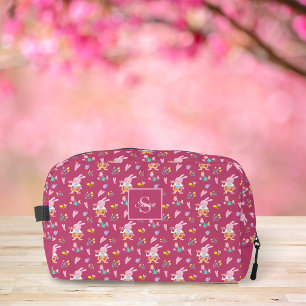 Trousse De Toilette joli jardin de lapin magenta motif Monogramme Nom