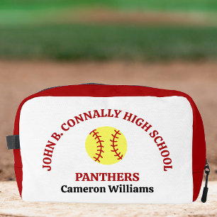 Trousse De Toilette Joueuse de softball au lycée rouge personnalisée