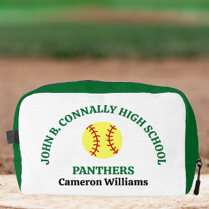 Trousse De Toilette Joueuse de softball de lycée vert personnalisée