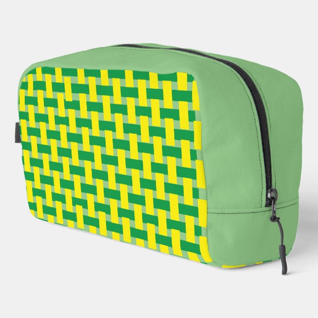 Trousse De Toilette Kit Dopp - Tissé côté Jaune et Vert (Coin droit)