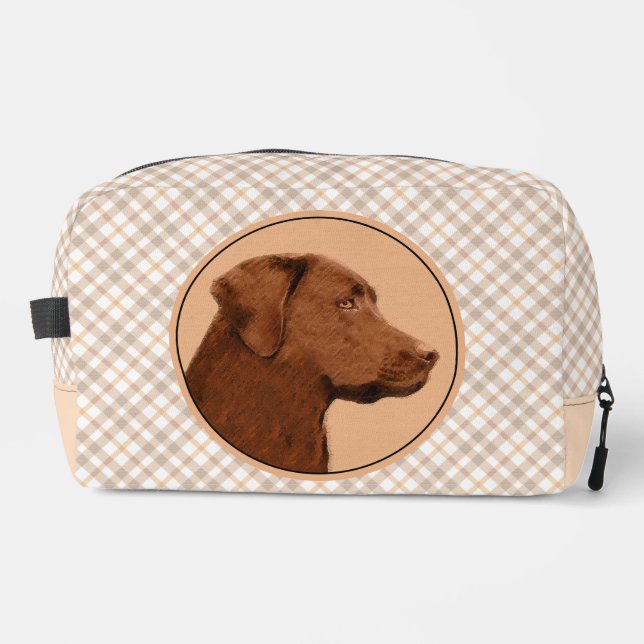 Trousse De Toilette Labrador Retriever Peinture Chocolat Lab Chien Art (Recto)