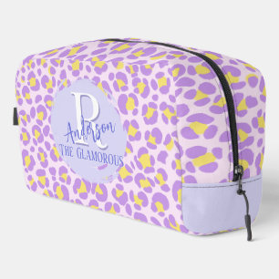 Trousse De Toilette Leopard rose violet jaune Personnalisé