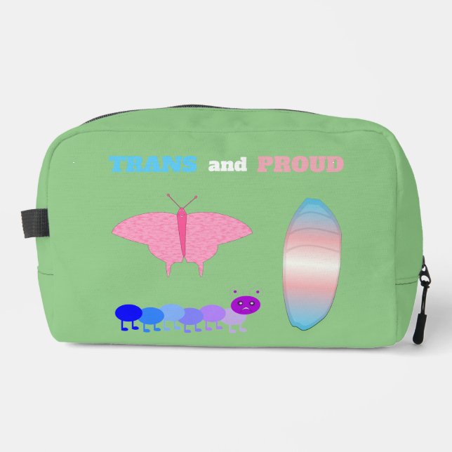 Trousse De Toilette LGBTQIA Transgenre Fierté Caterpillar to Butfly (Recto)