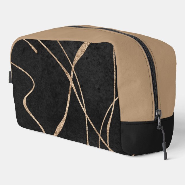 Trousse De Toilette Lignes Abstraites Gold et Black (Coin droit)