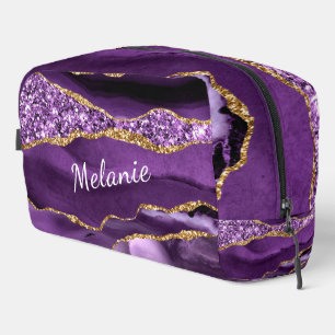 Trousse De Toilette Marbre Or Violet Personnalisé Votre Nom