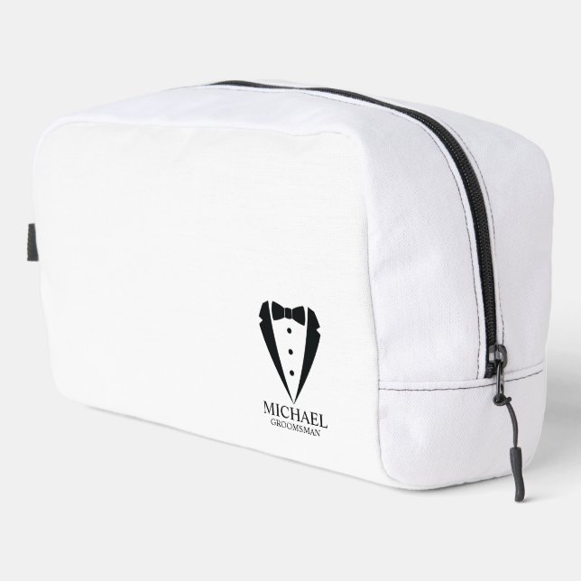 Trousse De Toilette Mariage noir Tuxedo Suit Groomsmen personnalisé (Coin droit)