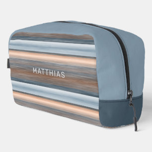 Trousse De Toilette Marron Bleu Sarcelle Gris Beige Personnalisé Rayur