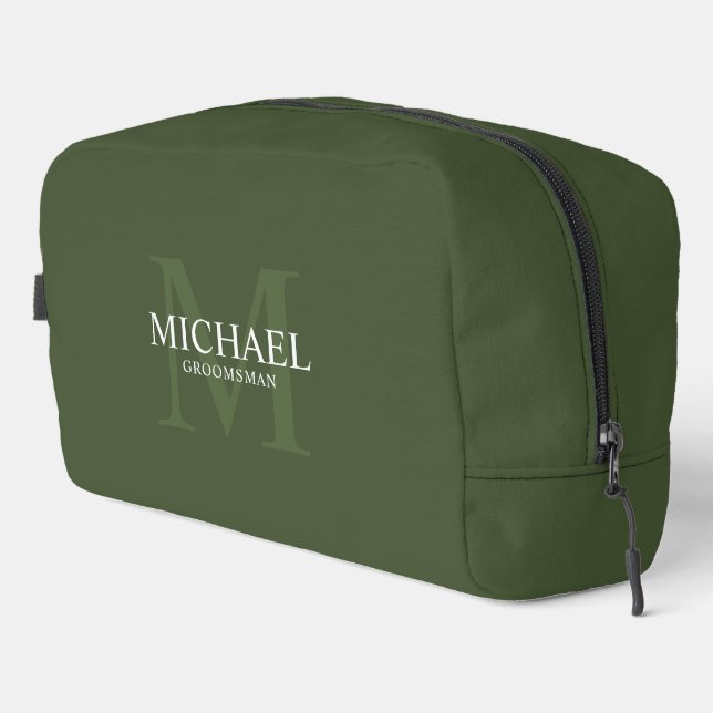 Trousse De Toilette Masculine Monogramme personnalisé et nom Groomsmen (Coin droit)