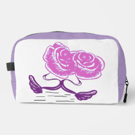 Trousse de toilette mauve et rose au motif floral 