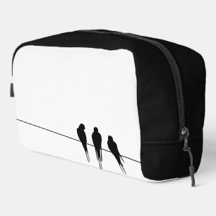 Trousse De Toilette Merles minimalistes en silhouette sur un fil