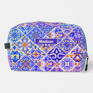 Trousse De Toilette Mexicaine Sicilienne Méditerranée pourpre carreaux