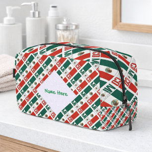 Trousse De Toilette Mexique Drapeau Mexicain Personnalisé Vert Nom Car