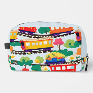 Trousse De Toilette Mignons trains et motif d'arbres bleu