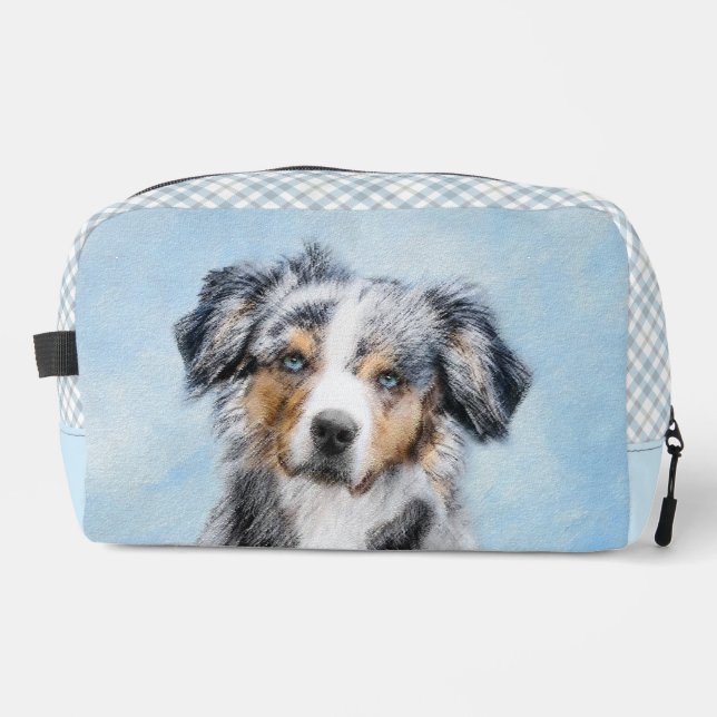 Trousse De Toilette Miniature American Shepherd Peinture MAS Chien Art (Recto)