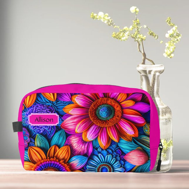 Trousse De Toilette Modèle floral en style boho, personnalisé (Créateur téléchargé)