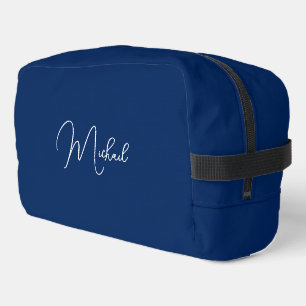 Trousse De Toilette Moderne Elégant Bleu Blanc Monogramme Voyage Cosmé