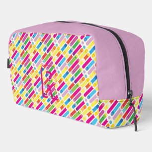 Trousse De Toilette Monogramme Arc-en-ciel lignes diagonales Motif Pop