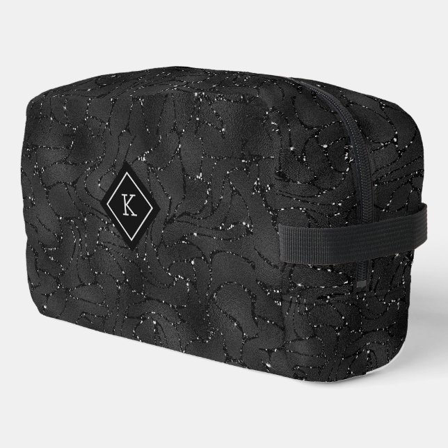Trousse De Toilette Monogramme Arrière - plan noir de luxe (Coin gauche)