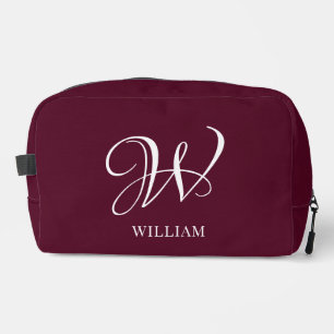 Trousse De Toilette Monogramme Bourgogne Elégant Personnalisé Initial