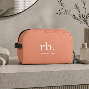 Trousse De Toilette Monogramme Corail Pêche Élégante Feminine Minimali