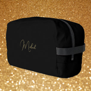 Trousse De Toilette Monogramme d'or noir moderne Mens Femen Gym Voyage