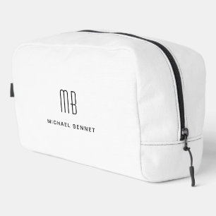 Trousse De Toilette Monogramme Élégant Blanc