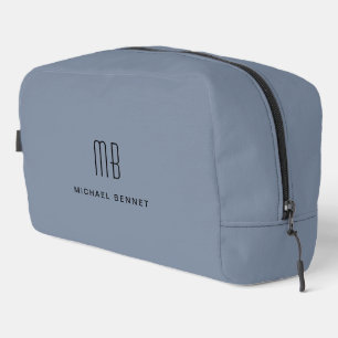 Trousse De Toilette Monogramme Élégant Bleu Poussiéreux