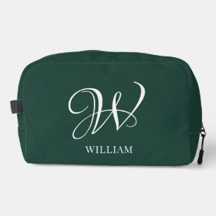 Trousse De Toilette Monogramme Émeraude Élégant Personnalisé Initial