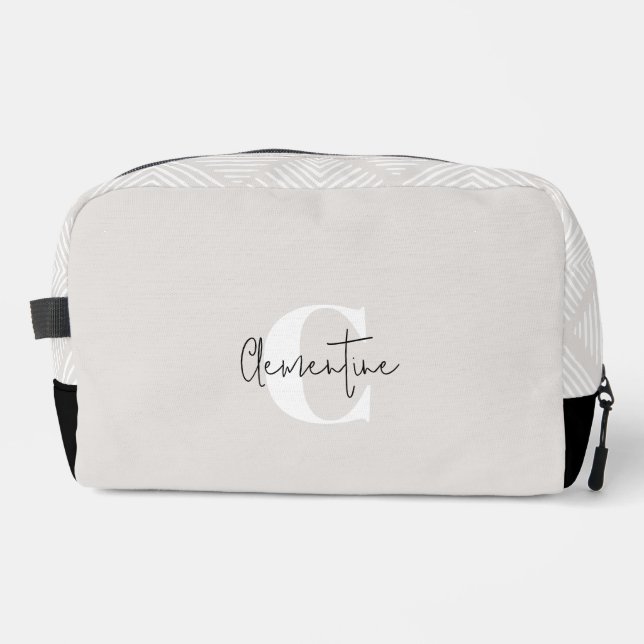 Trousse De Toilette Monogramme minimaliste moderne beige (Recto)