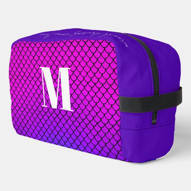 Trousse De Toilette Monogramme moderne de sirène à dégradé violet (Coin gauche)