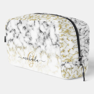 Trousse De Toilette Monogramme noir blanc marbre or brillant