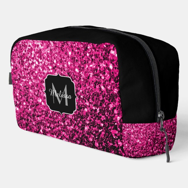 Trousse De Toilette Monogramme noir brillant de parties scintillant ro (Coin droit)