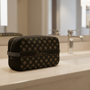 Trousse De Toilette Monogramme Noir Et Or Moderne