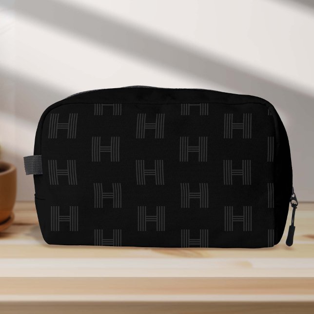 Trousse De Toilette Monogramme noir Motif, Monogrammes modernes (Black Monogram Pattern, Simple Black Dopp Kit Bag)