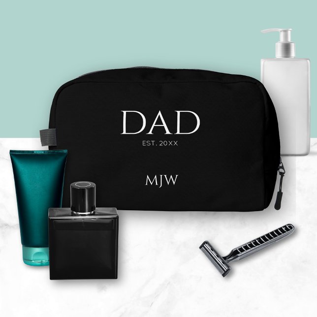 Trousse De Toilette Monogramme Papa Est Moderne Noir (Dad Established Year Dopp Kitt. Perfect for Fathers Dad, birthdays or new dad gifts)