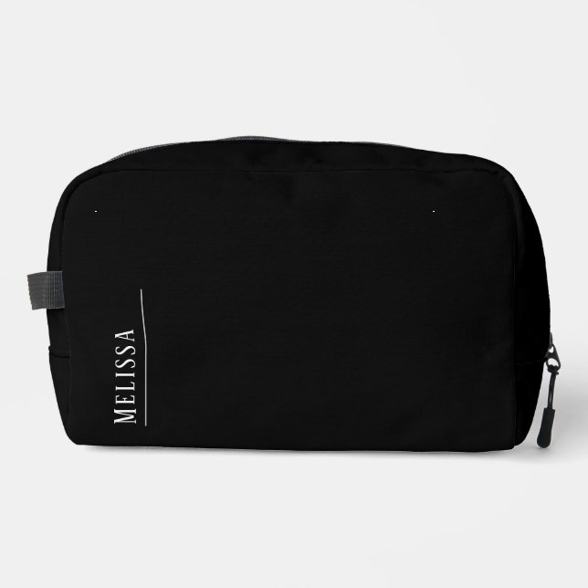 Trousse De Toilette monogramme personnalisé, noir moderne et blanc (Recto)