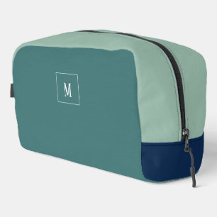Trousse De Toilette monogramme personnalisé, vert bleu moderne