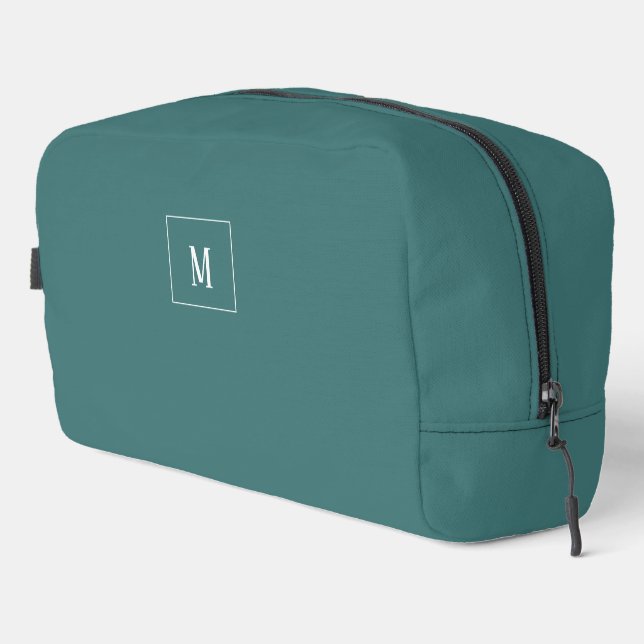 Trousse De Toilette monogramme personnalisé, vert turquoise partout (Coin droit)