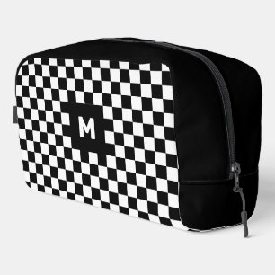 Trousse De Toilette Monogramme simple À damiers noir et blanc