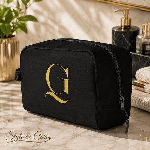 Trousse De Toilette Monogramme simple personnalisé en noir uni
