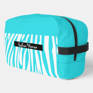 Trousse De Toilette Monogramme Turquoise rayé Zèbre motif tendance