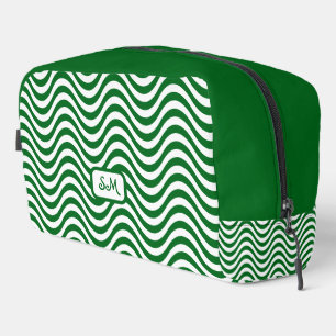 Trousse De Toilette Monogramme vert et blanc Vagues rayures psychédéli