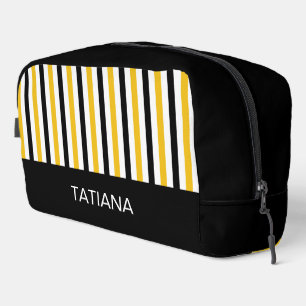 Trousse De Toilette Motif à rayures verticales jaunes, noires et blanc