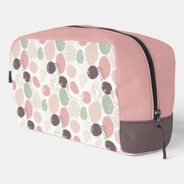 Trousse De Toilette Motif Abstrait rose Brown vert (Coin droit)