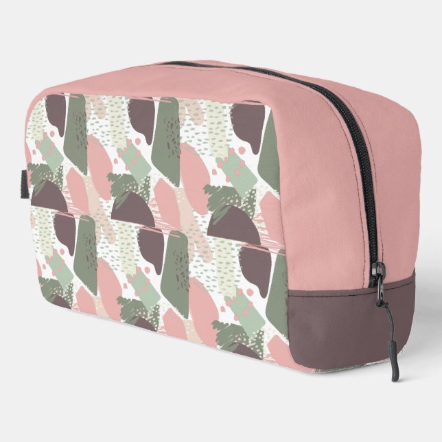 Trousse De Toilette Motif Abstrait rose Brown vert (Coin droit)