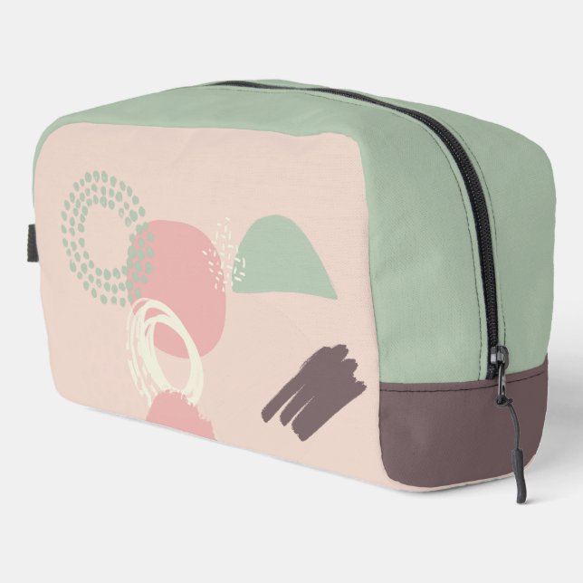 Trousse De Toilette Motif Abstrait rose Brown vert (Coin droit)