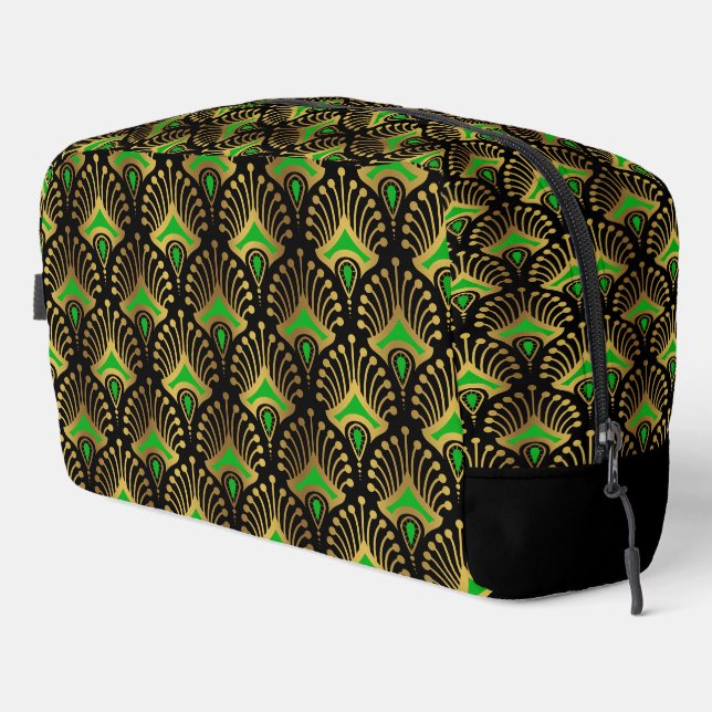 Trousse De Toilette Motif Art déco or et vert (Coin droit)