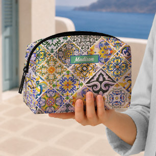 Trousse De Toilette Motif de carreaux de majolique méditerranéens colo