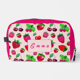 Trousse De Toilette Motif de fraise mignonne nom personnalisé